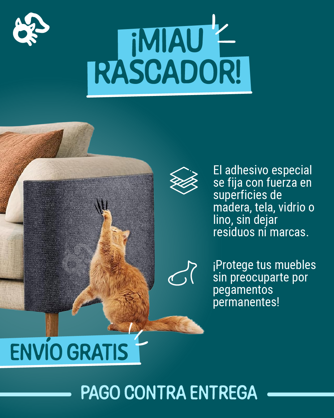MIAU RASCADOR® - Alfombra Rascadora Para Gatos