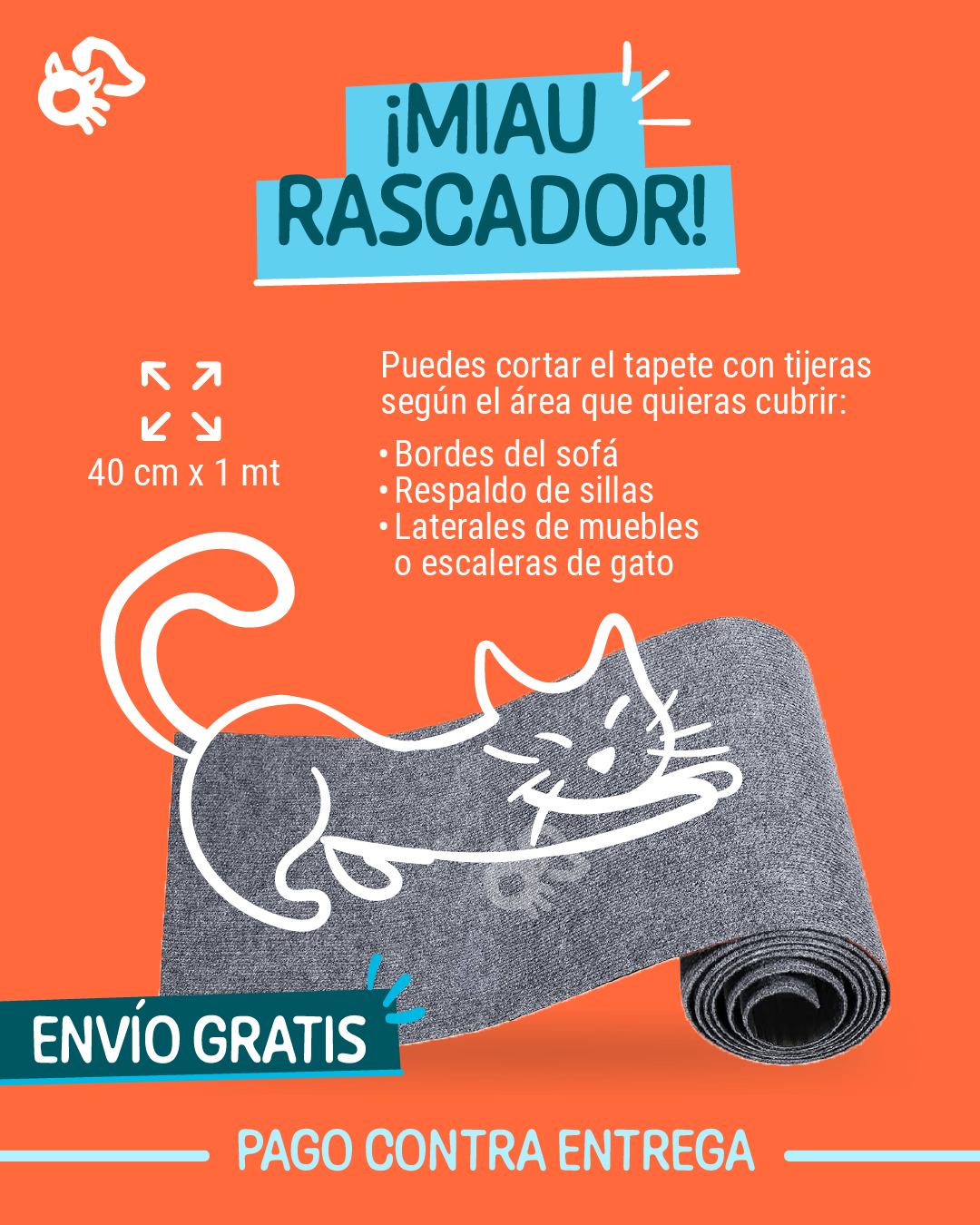 MIAU RASCADOR® - Alfombra Rascadora Para Gatos